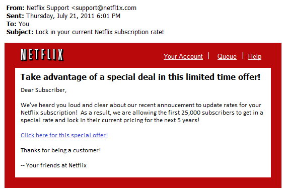 netflix sign up offer